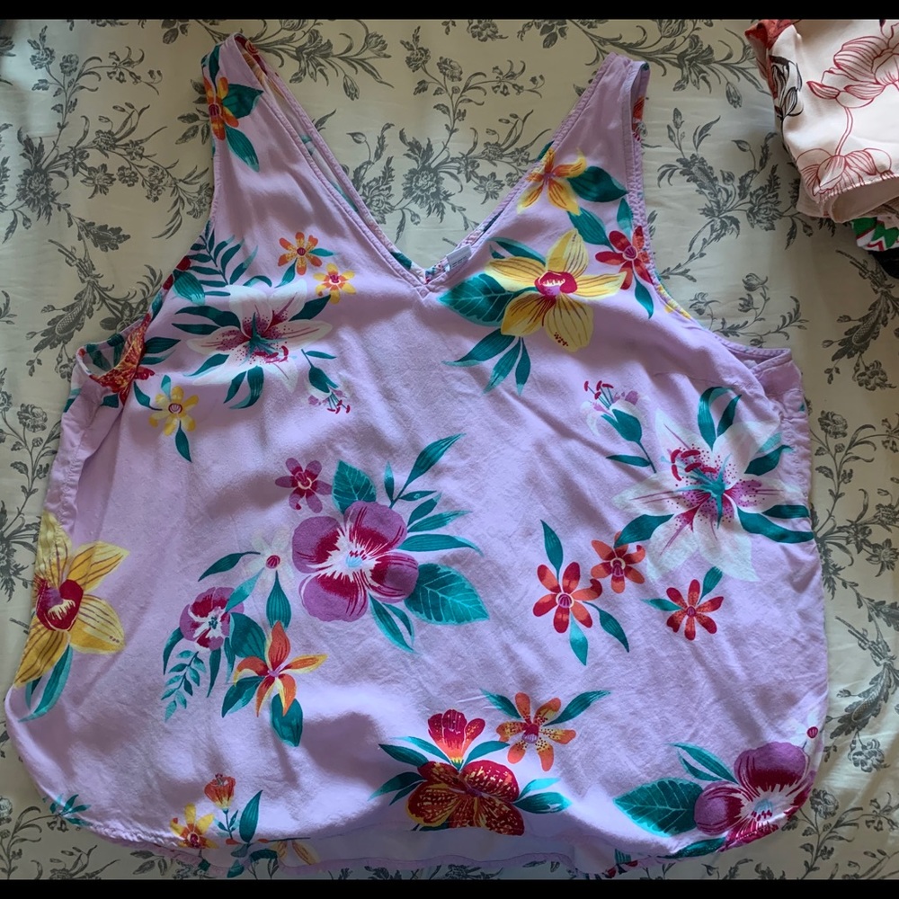 Purple top with flowers